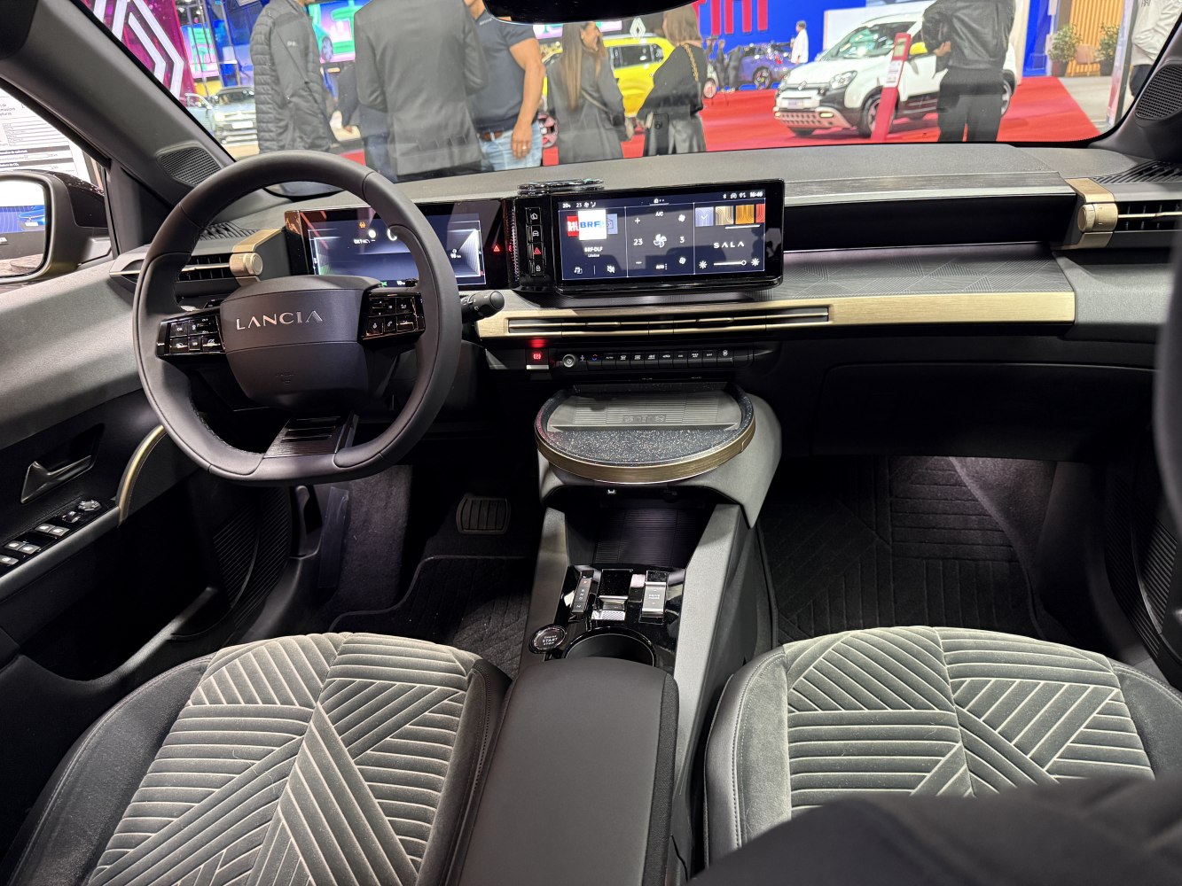 Digital dashboard and touchscreen infotainment system in modern car interior