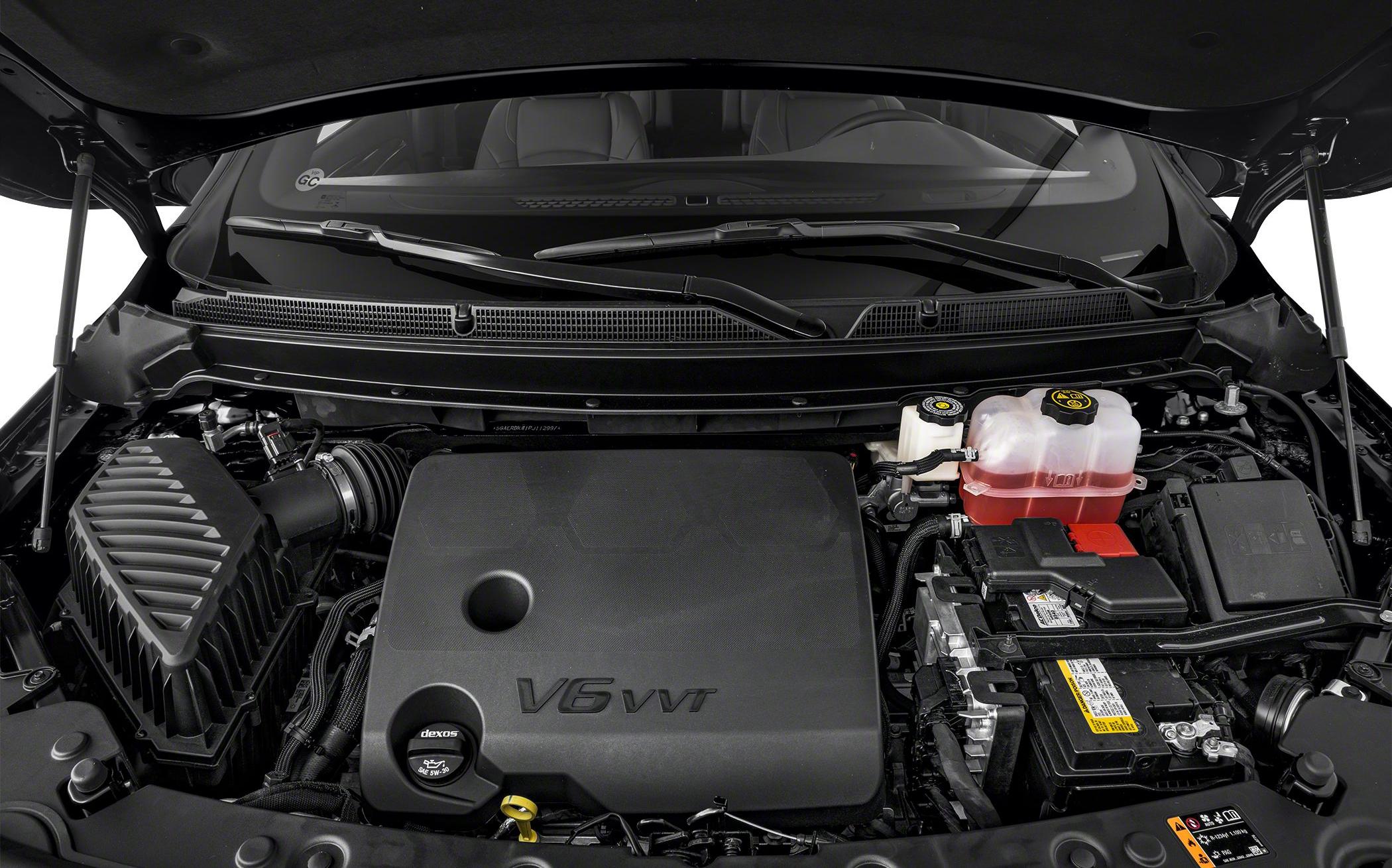 V6 VVT engine under open hood with visible components