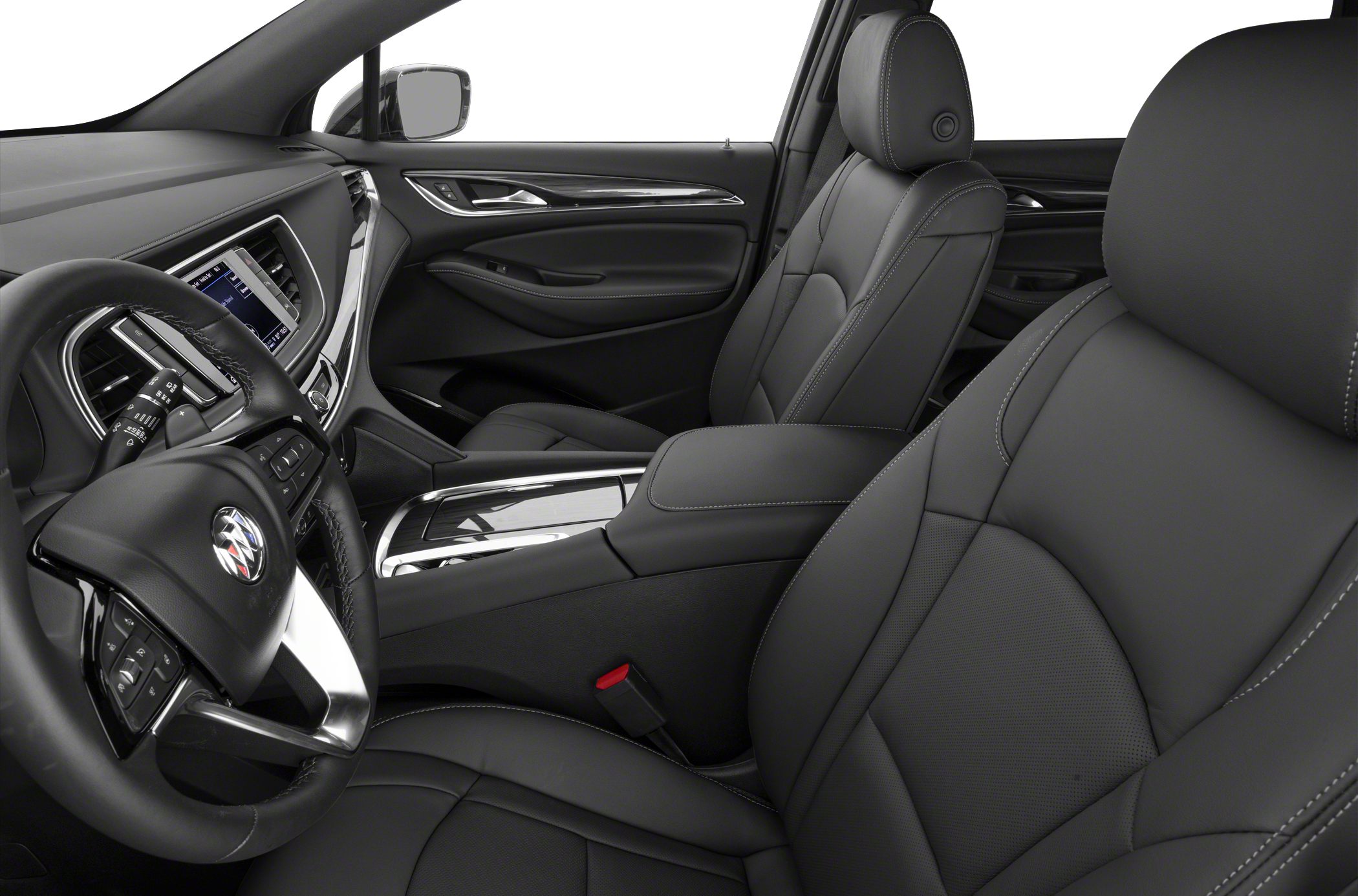 Luxury black leather seats and modern dashboard interior design
