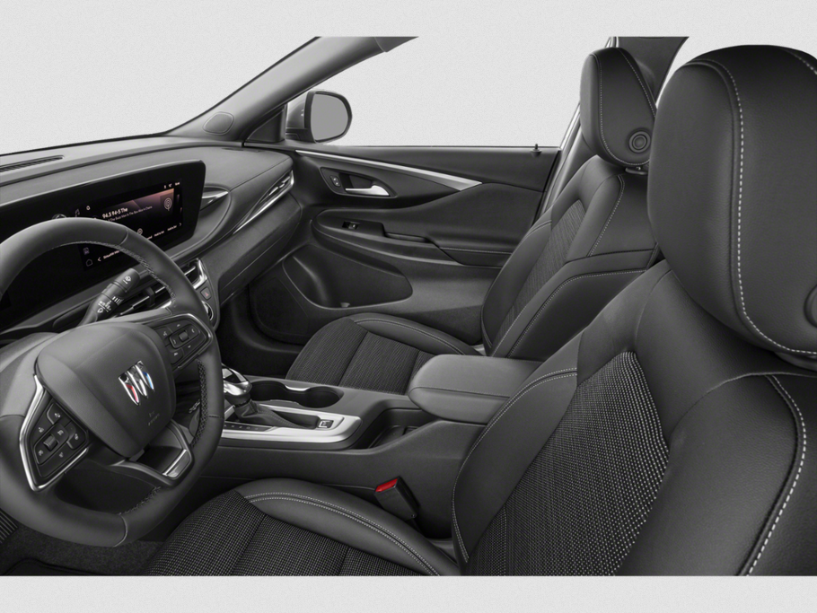 Black leather seats and digital dashboard in modern car interior