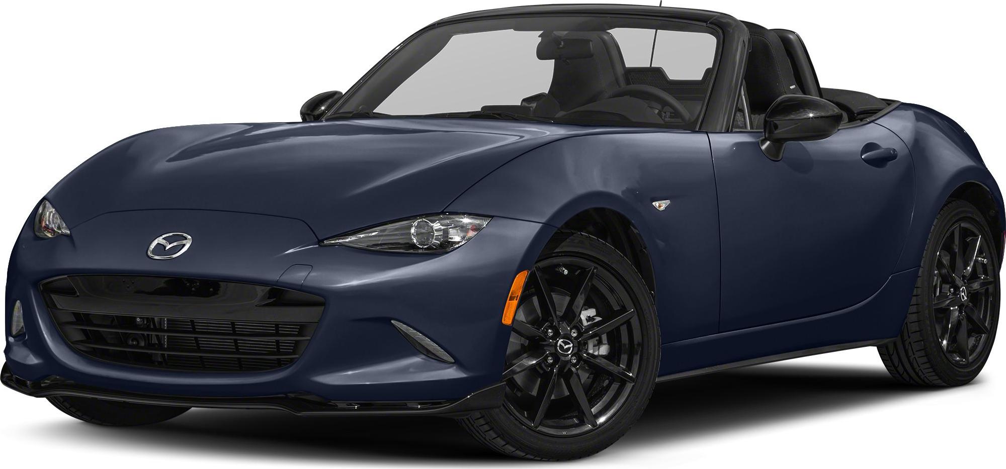 Convertible front view with sleek headlights and black alloy wheels