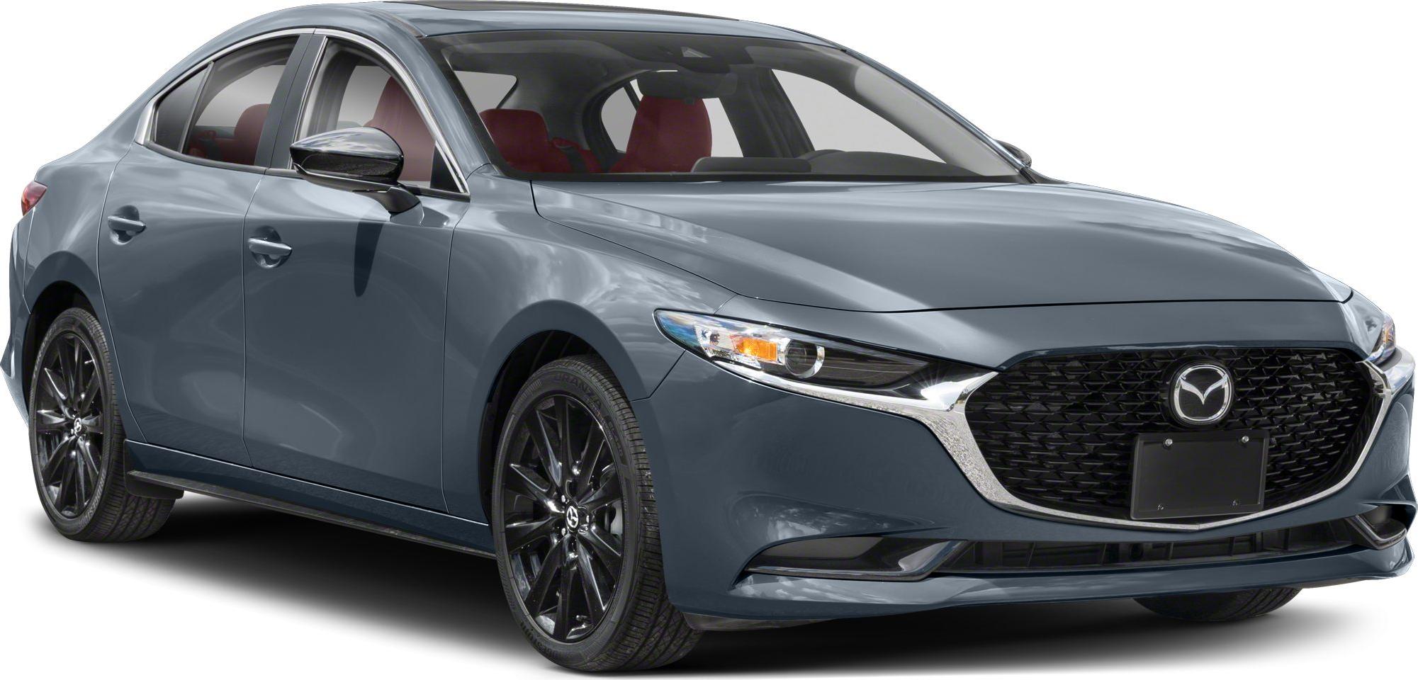 Sleek front grille and LED headlights with black sport wheels on a four-door sedan