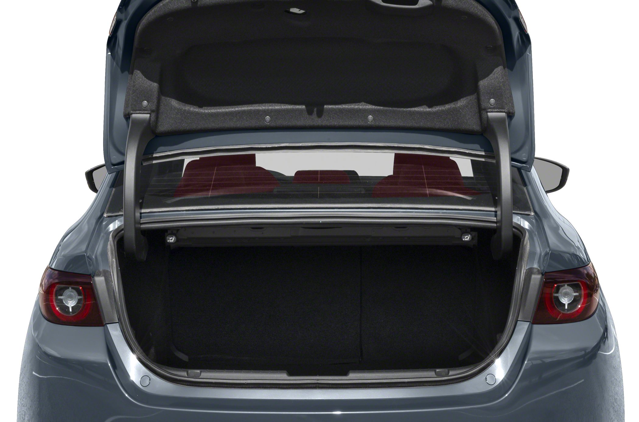 Open rear trunk with visible taillights and spacious cargo area