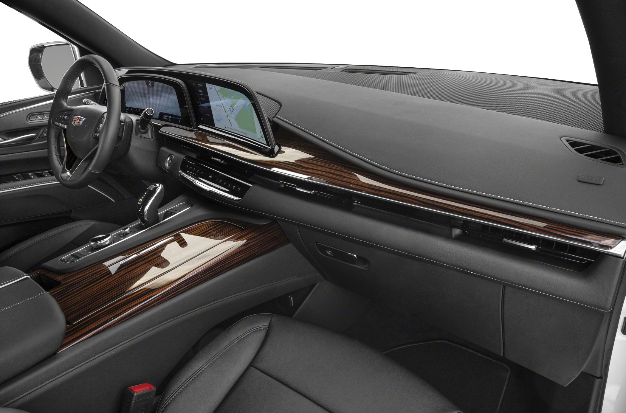 Digital instrument cluster and polished wood trim interior