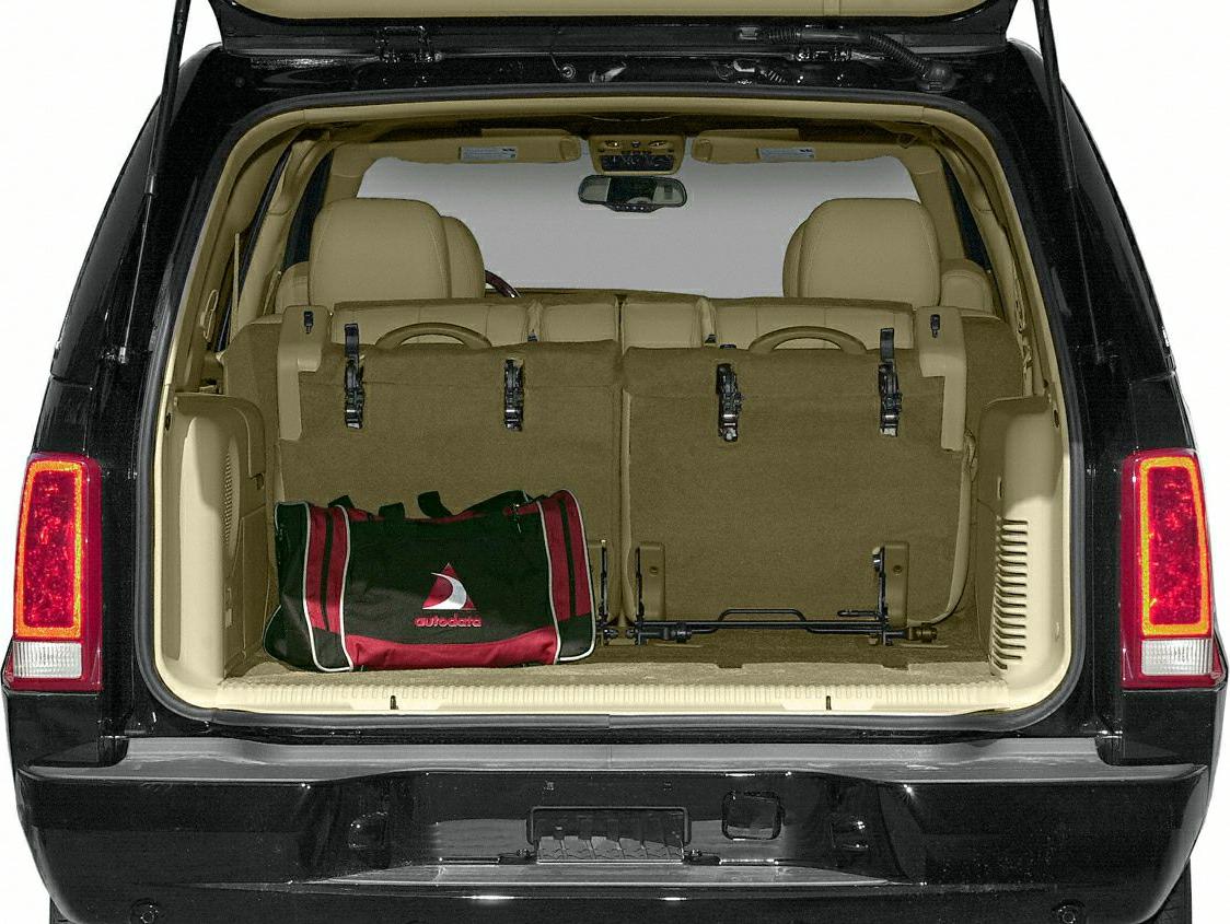 Spacious rear cargo area with beige interior and folded rear seats
