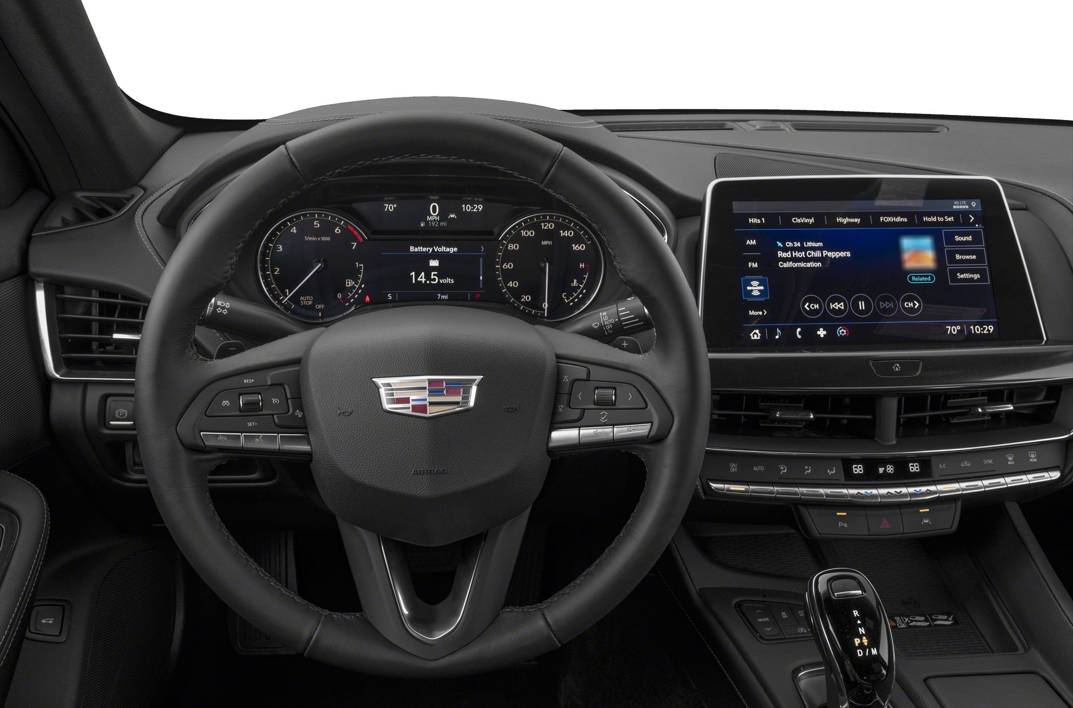 Digital instrument cluster and touchscreen infotainment with steering wheel controls