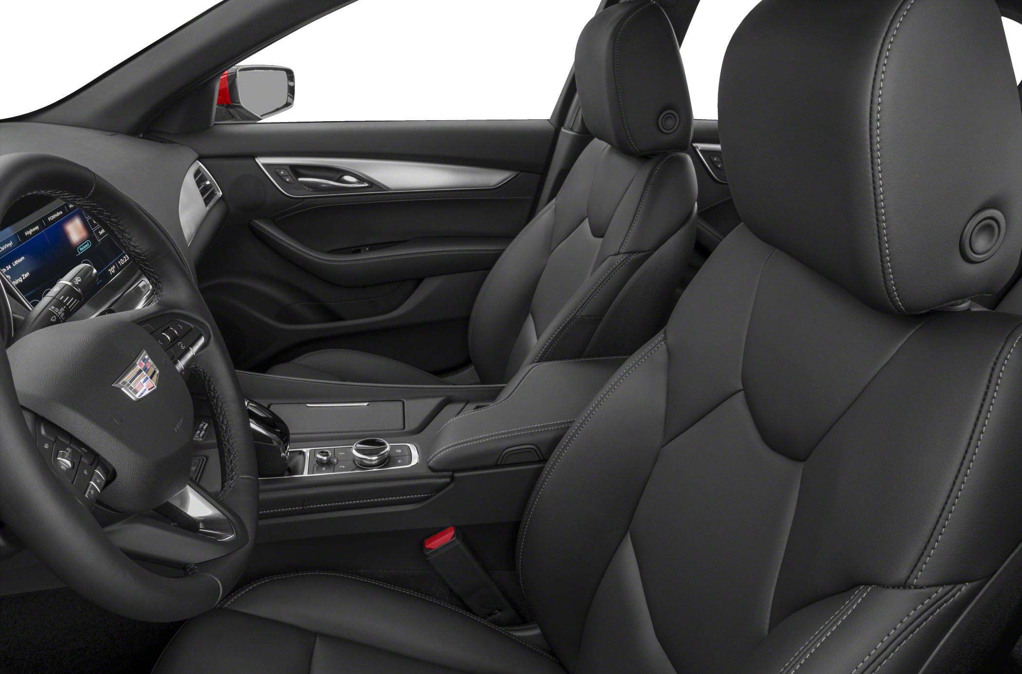 Black leather seats with modern cockpit and controls