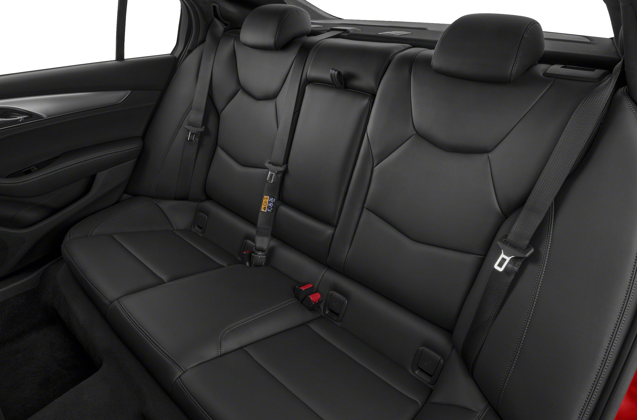 Black leather rear seats with integrated seatbelts and padded headrests