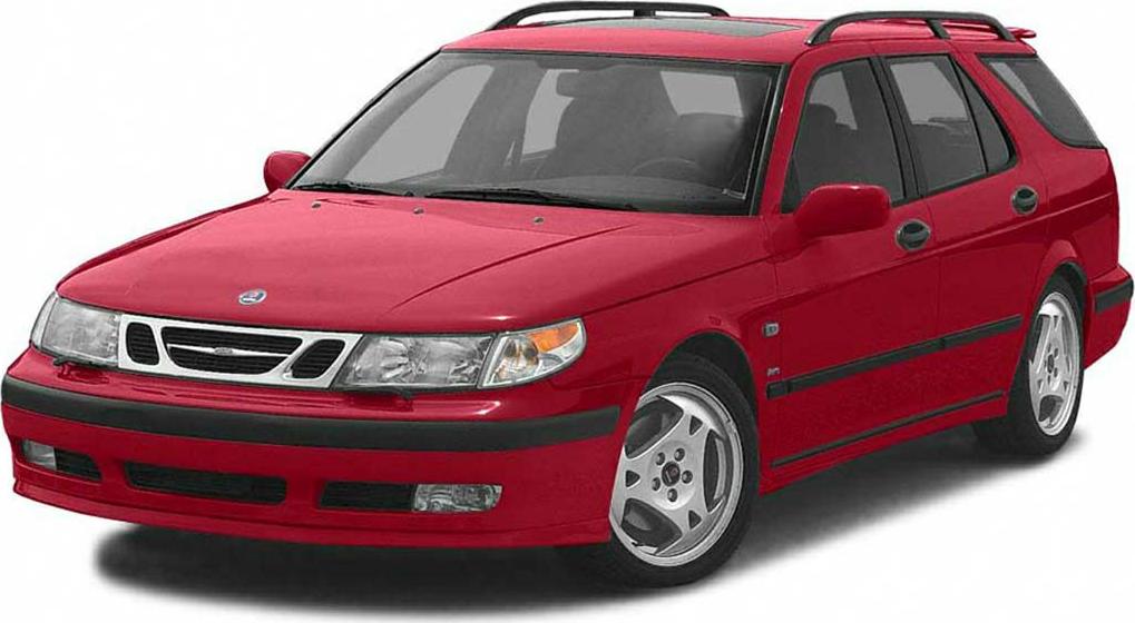 Red station wagon with roof rails and alloy wheels