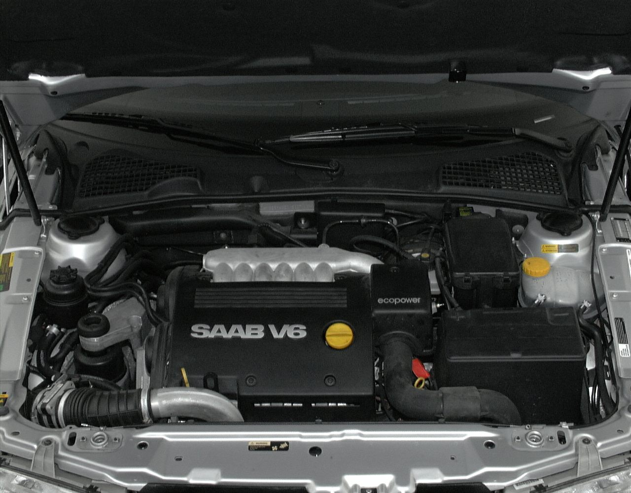 V6 engine bay with Ecopower technology and detailed components