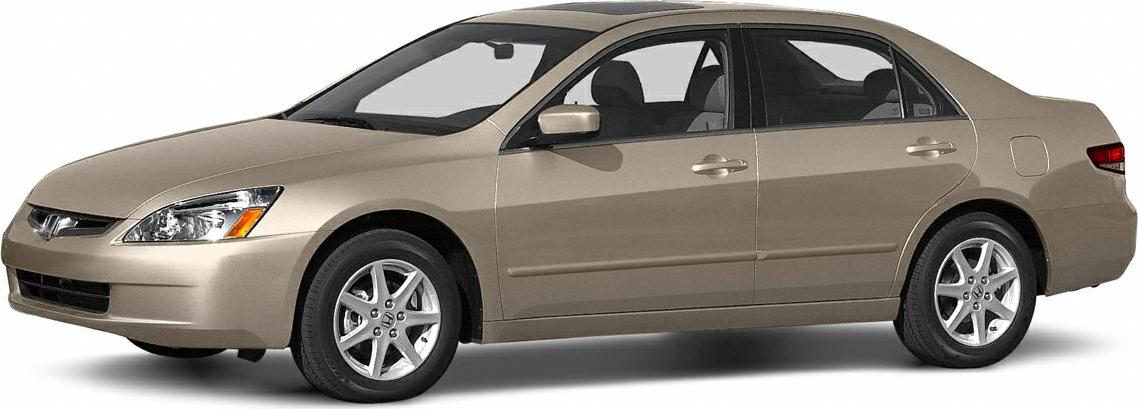 Side and front view of beige midsize sedan with alloy wheels