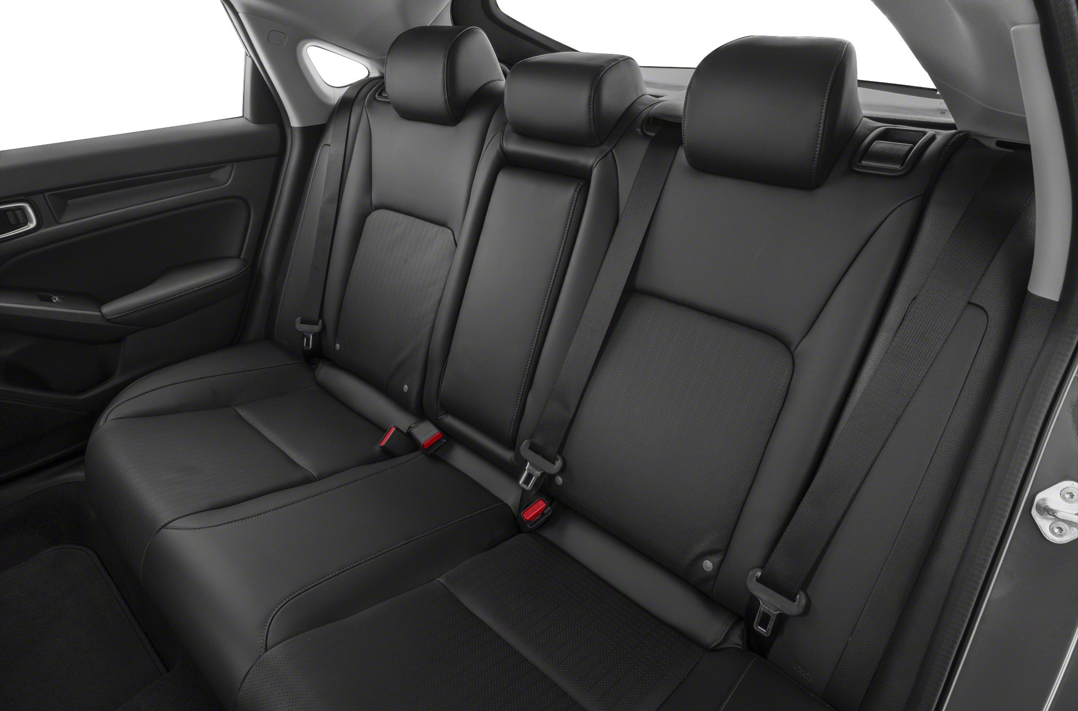 Black leather rear seats with integrated headrests and seatbelts