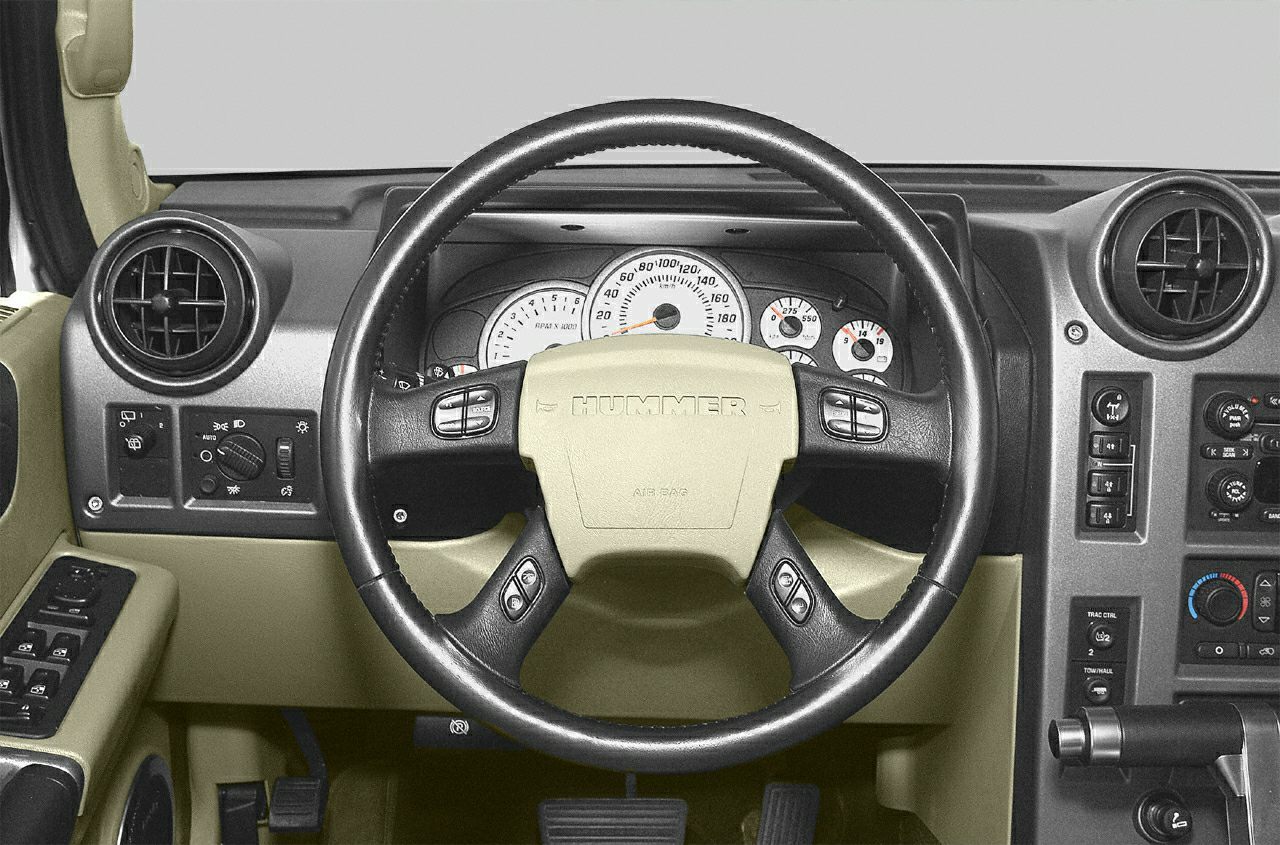 Steering wheel with controls and instrument cluster in vehicle interior