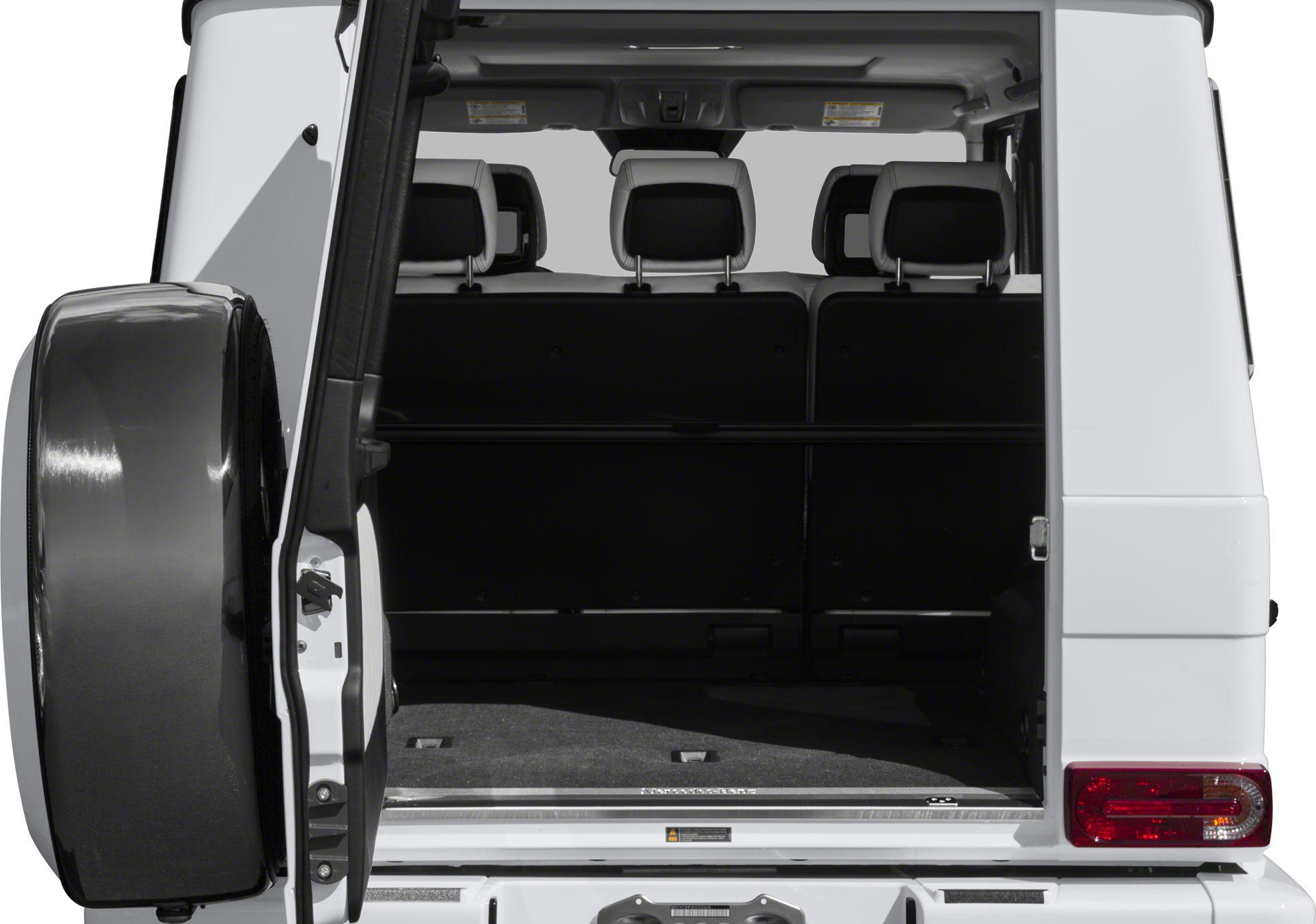 Open rear cargo space with visible seats and tailgate