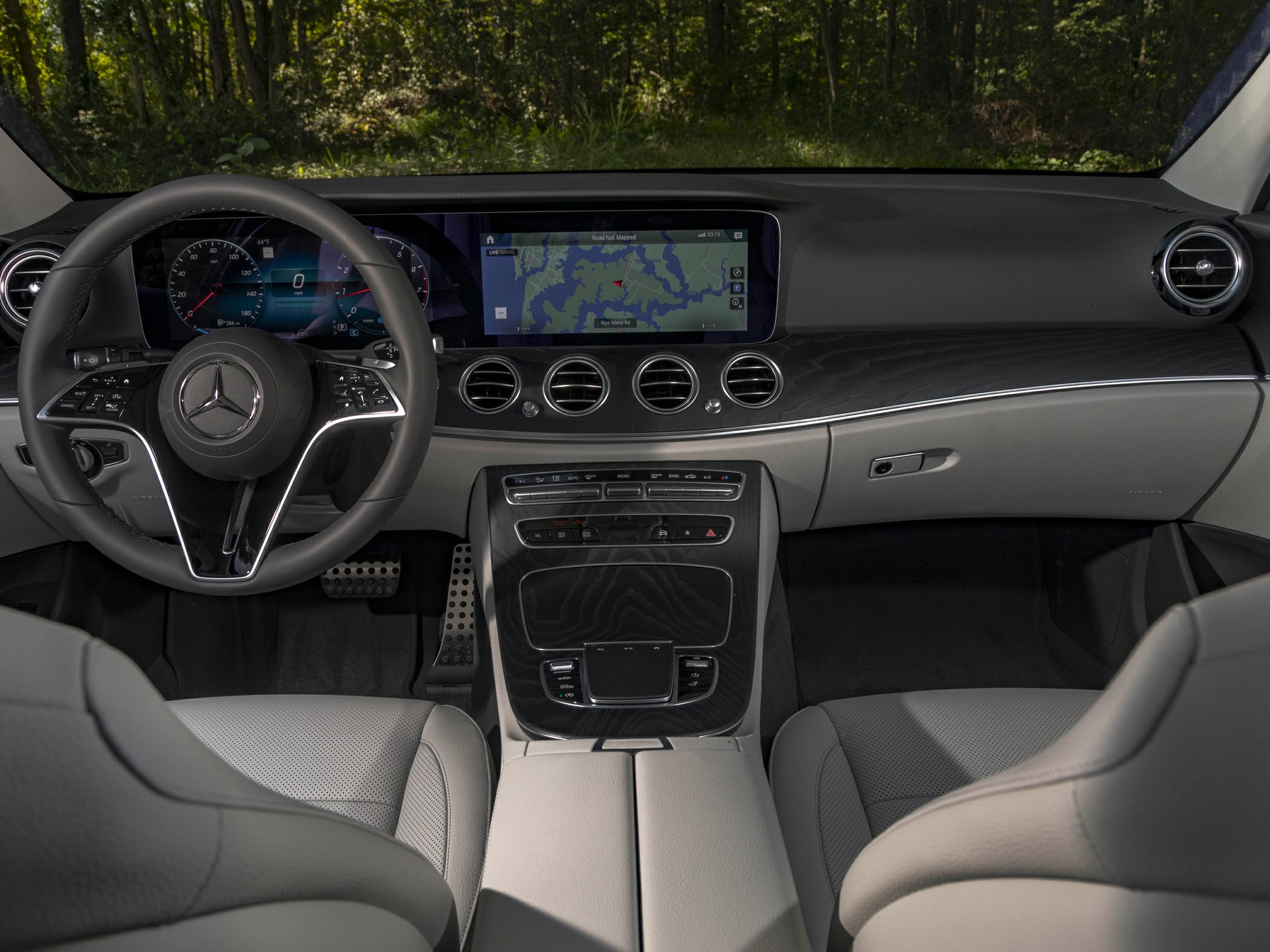 Dashboard with digital instrument cluster and large infotainment screen