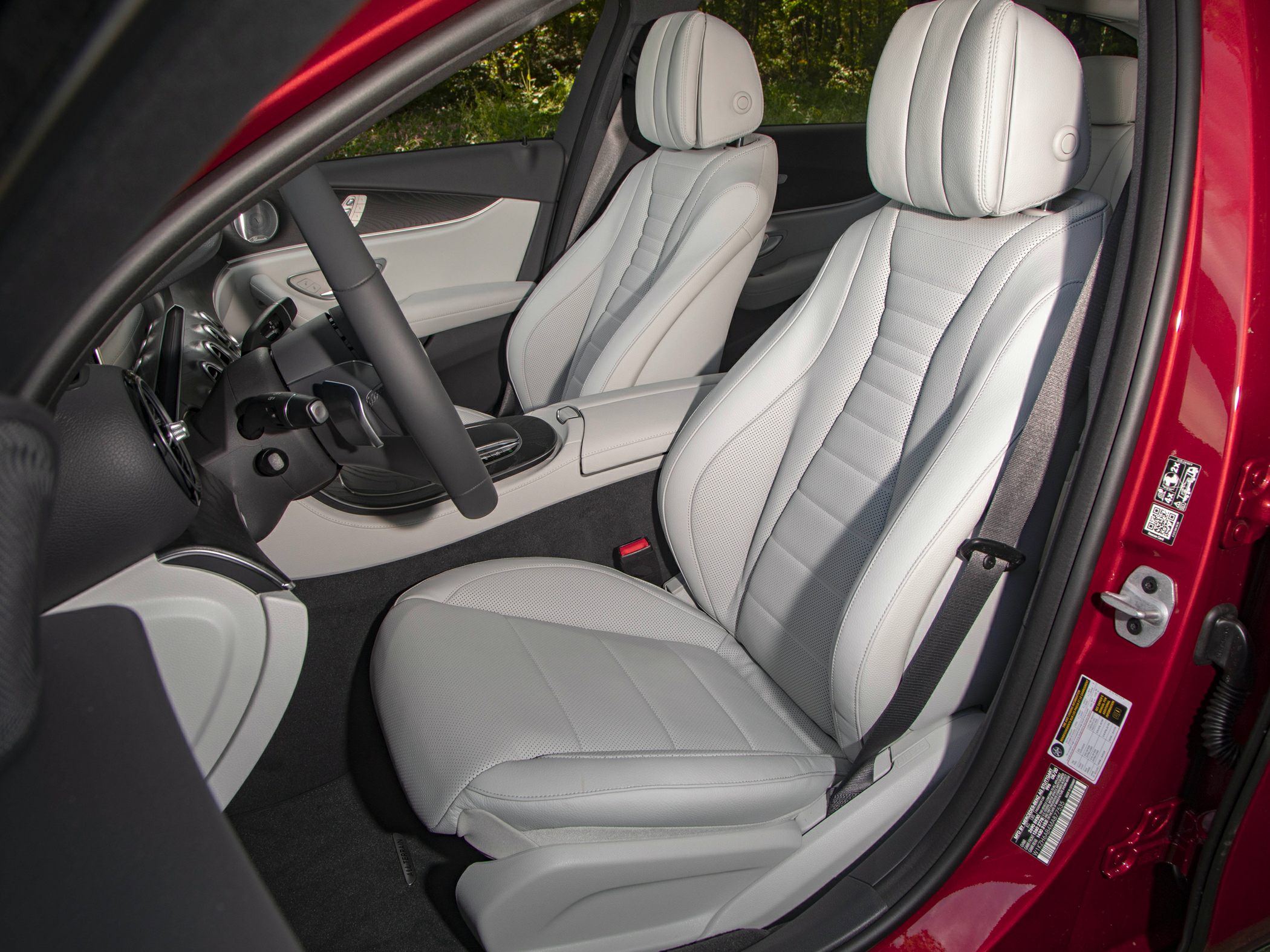 Luxury ergonomic front seats with premium materials in car interior