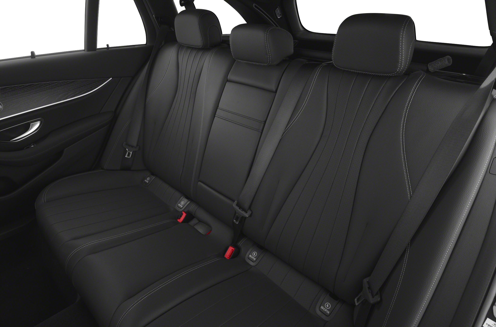 Black leather rear seats with ISOFIX and detailed stitching
