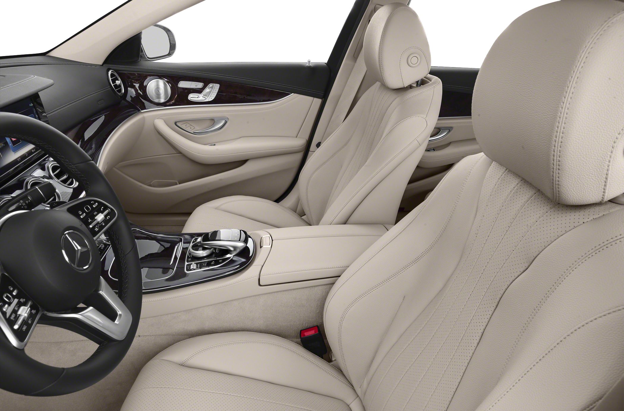 Beige leather seats and modern center console with advanced controls