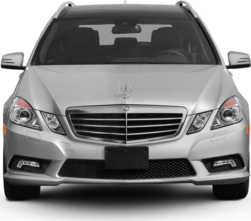 Front view with chrome grille and headlights