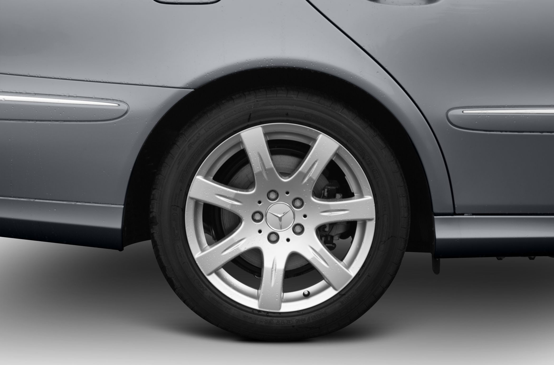 Close-up of an alloy wheel with tire and brake components