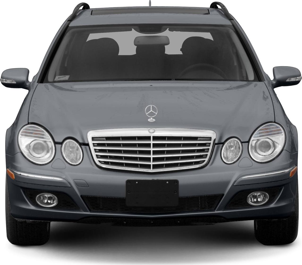 Front grille, headlights, and emblem of a classic estate vehicle