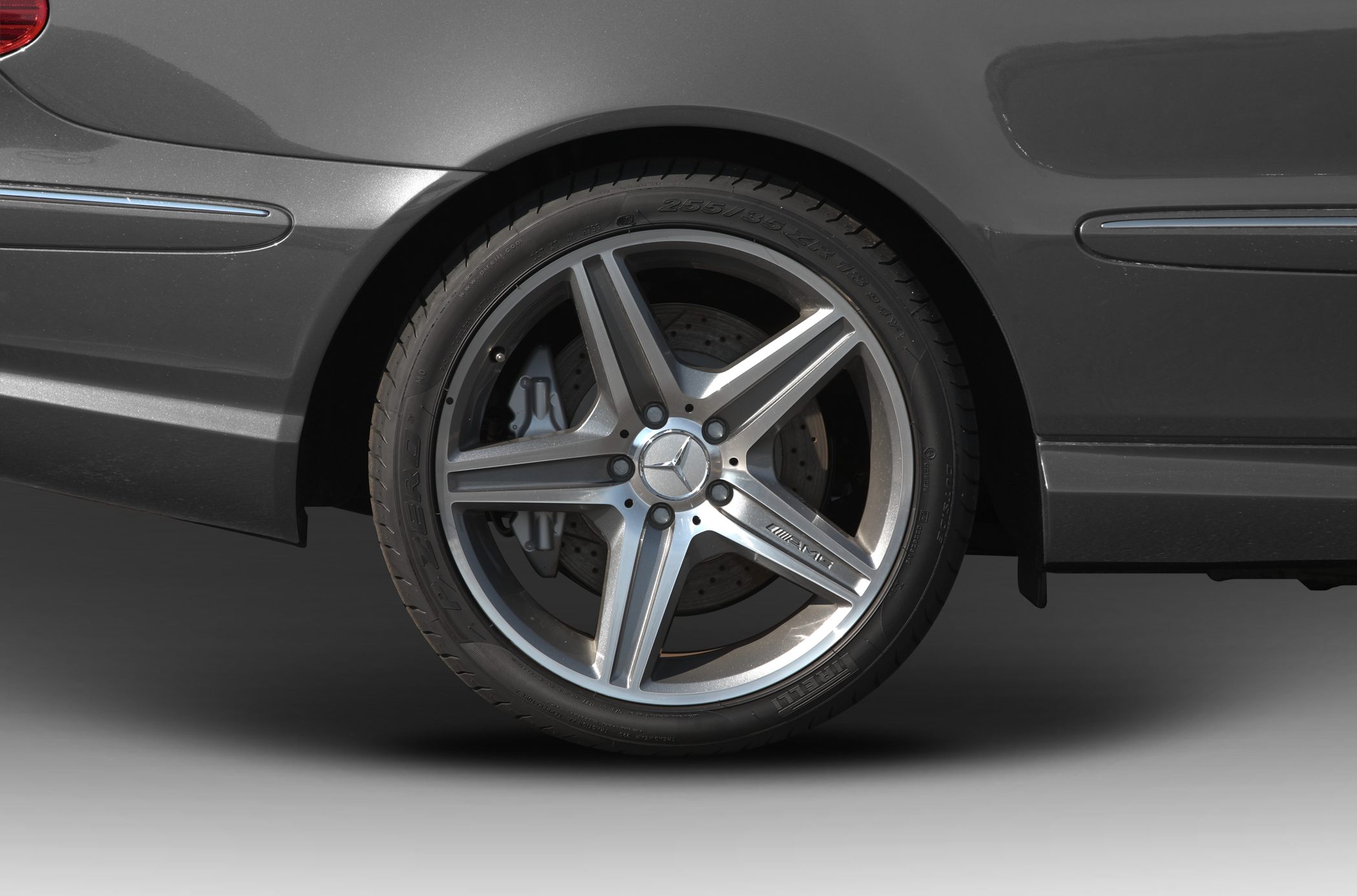 AMG alloy wheel with disc brake on a car rear side
