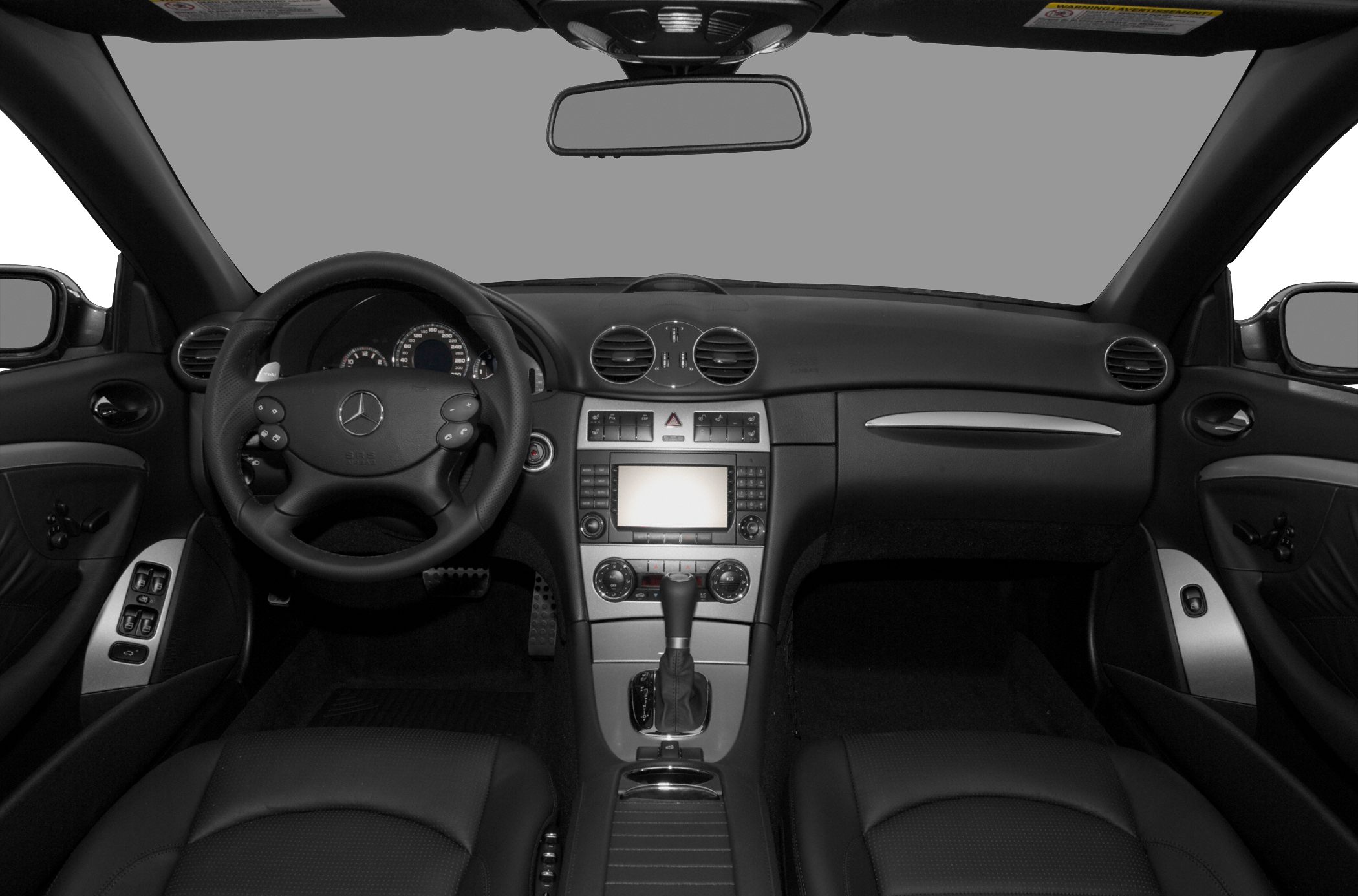 Luxury car interior with dashboard and steering wheel