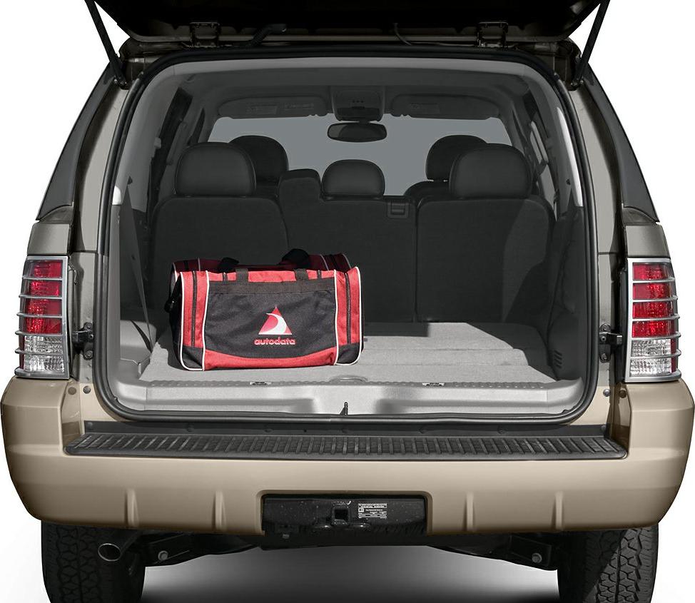 Open rear cargo area with spacious trunk and visible seats