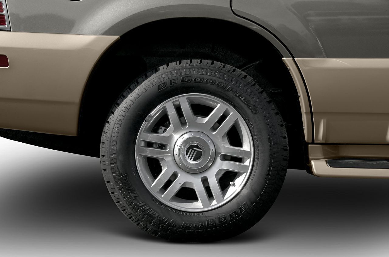 Close-up of alloy wheel and BFGoodrich tire on SUV