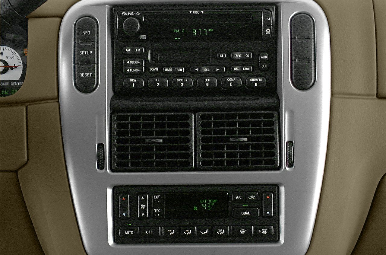 Car dashboard with audio system and dual-zone climate control