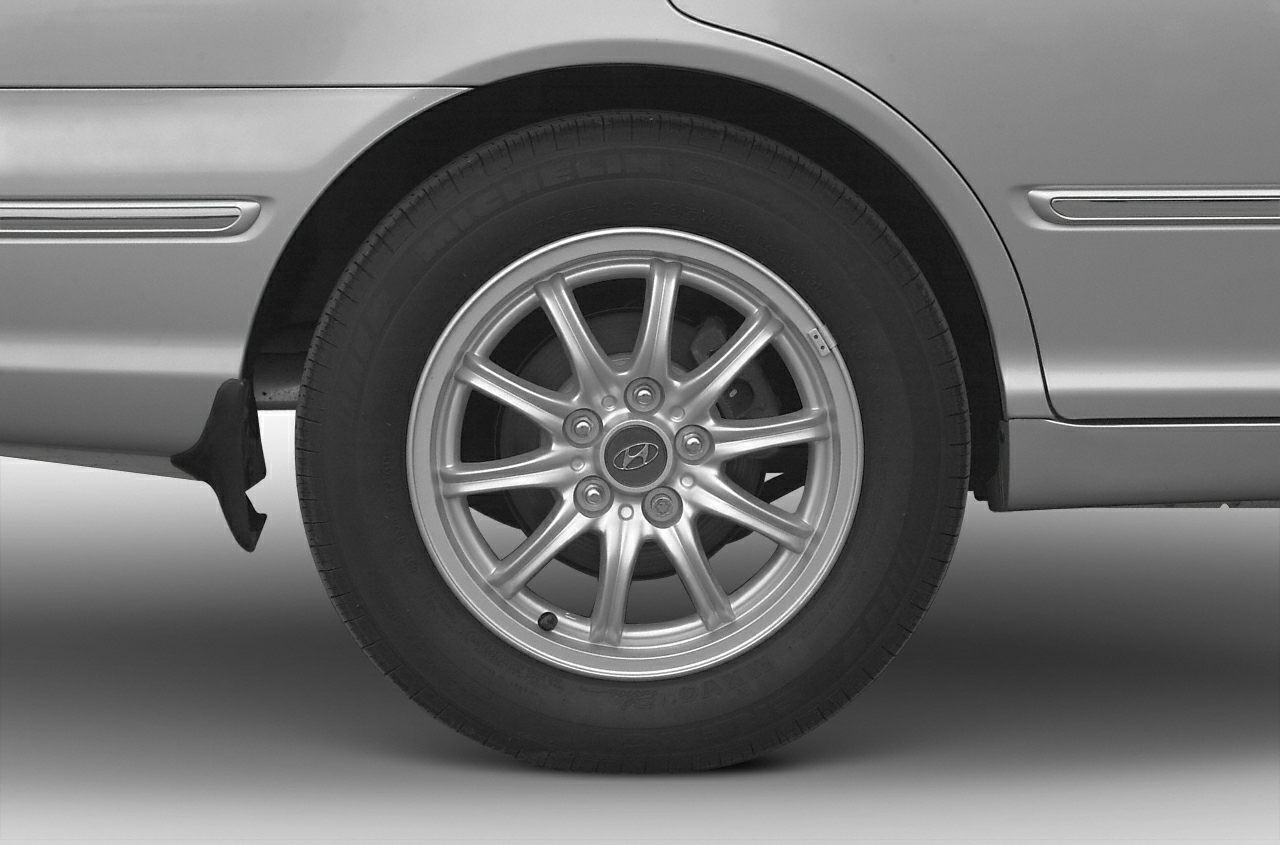 Multi-spoke alloy wheel and tire close-up
