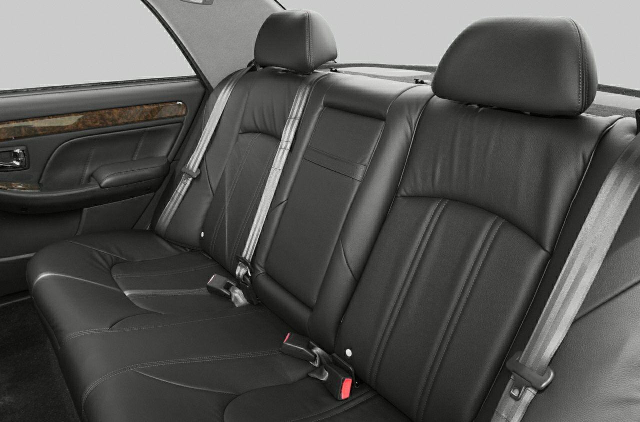 Leather rear seat with headrests and seat belts