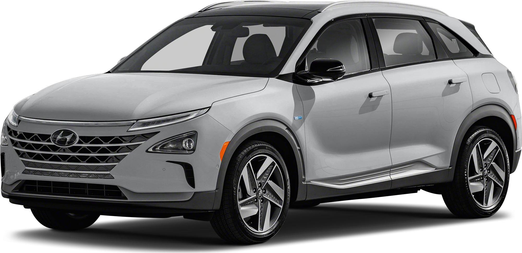 Front side view of an SUV with sleek headlights and modern design