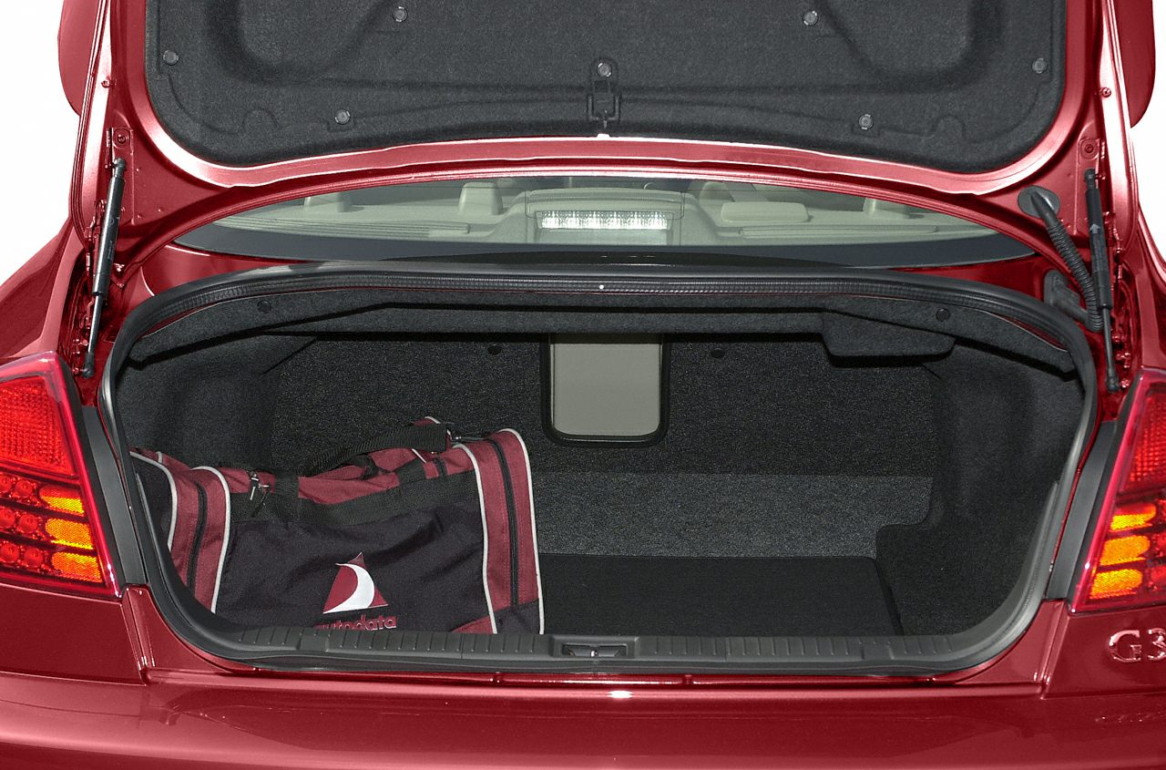 Spacious car trunk interior with a carry bag