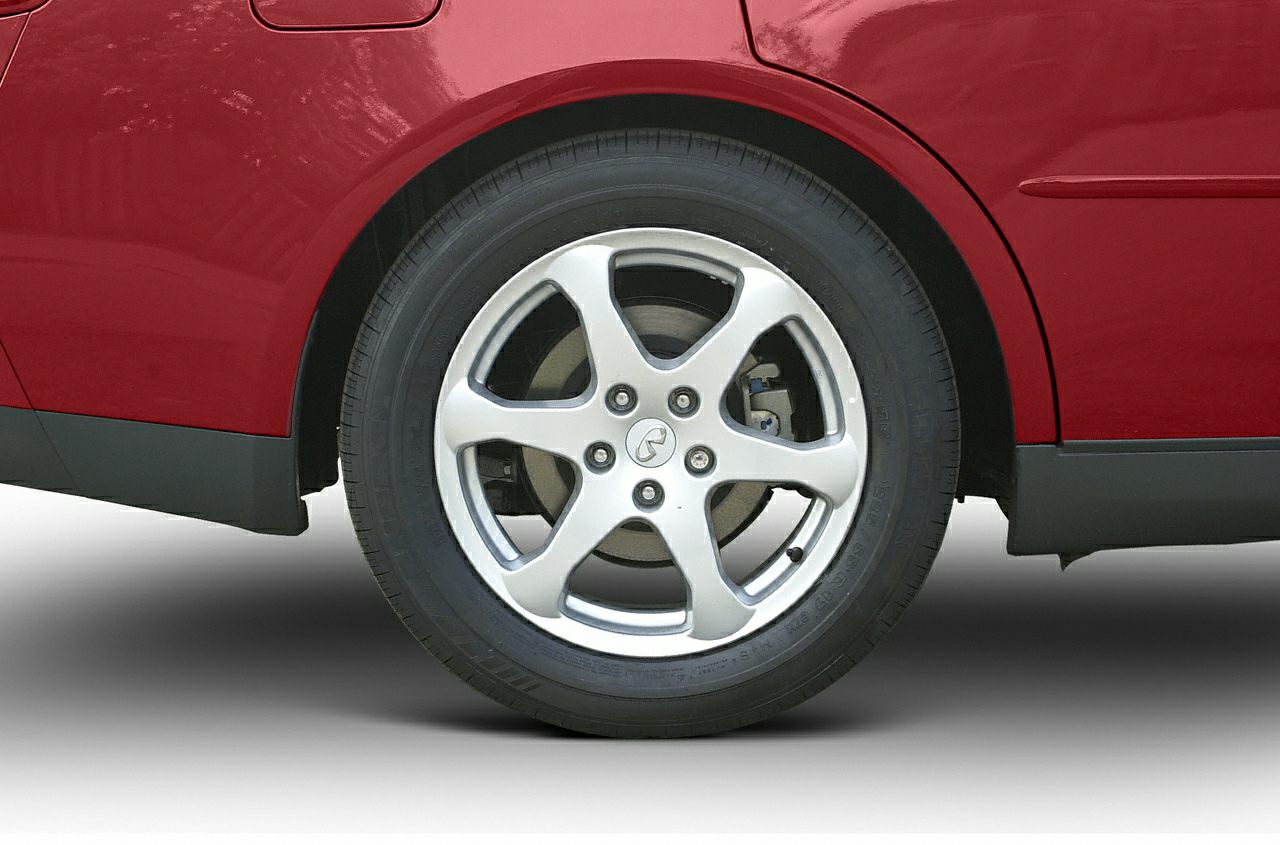Alloy wheel and rear fender close-up with multi-spoke rim design.