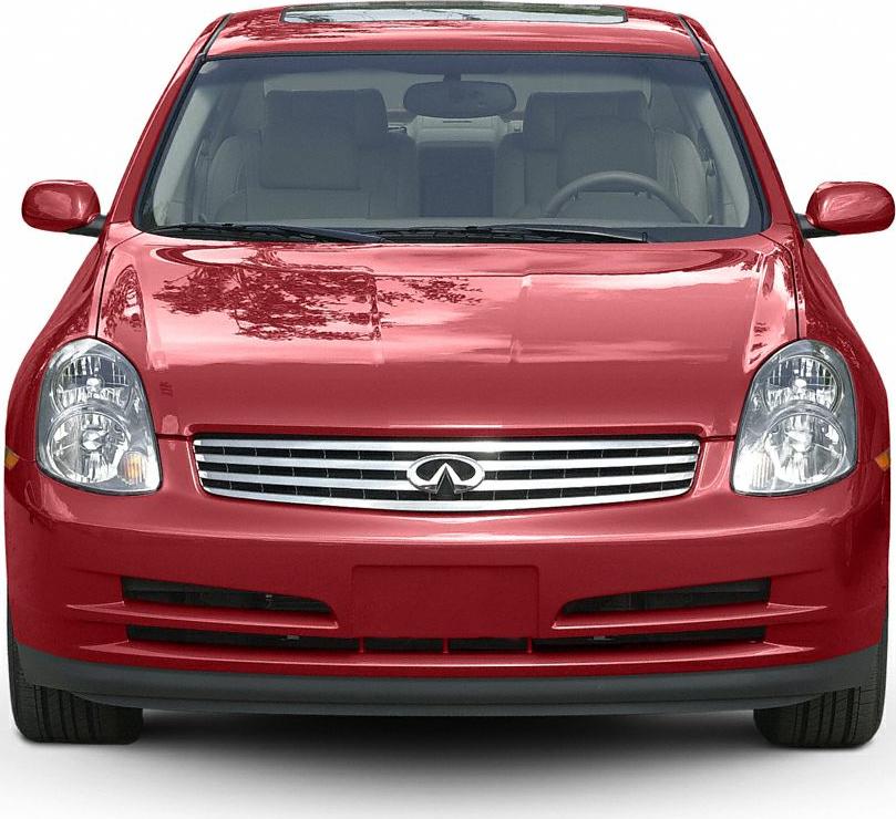 Front view with chrome grille and clear headlights