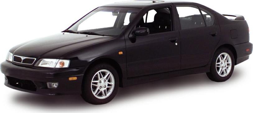 Black four-door sedan with alloy wheels, front and side profile.