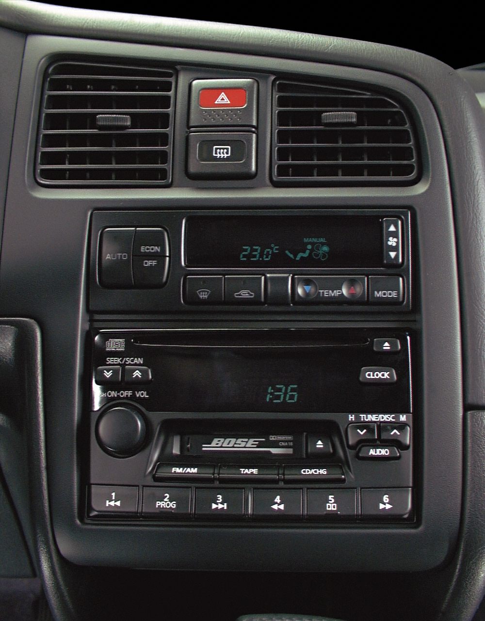 Climate control panel and Bose cassette stereo system
