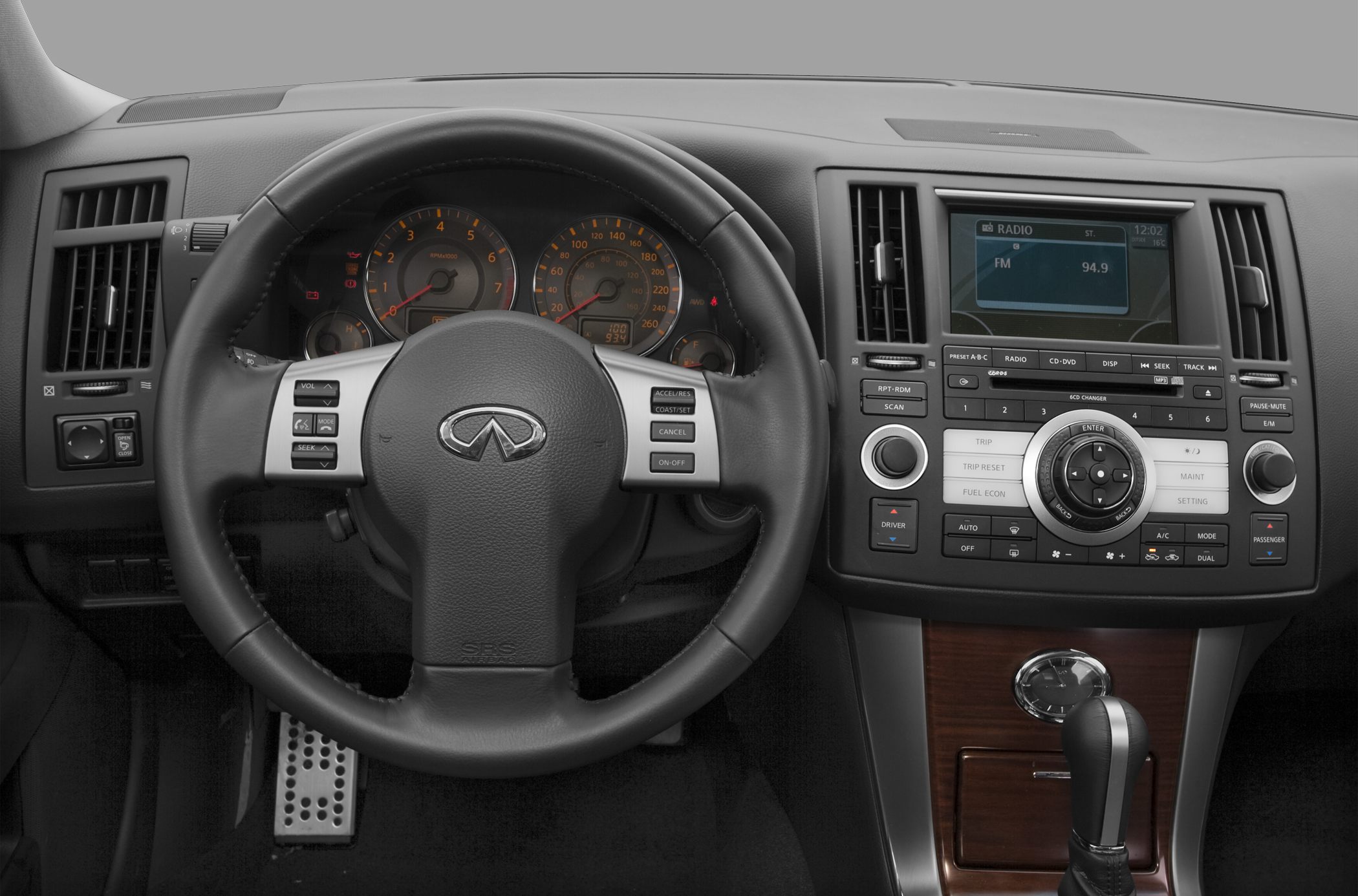 Steering wheel with controls and advanced infotainment dashboard