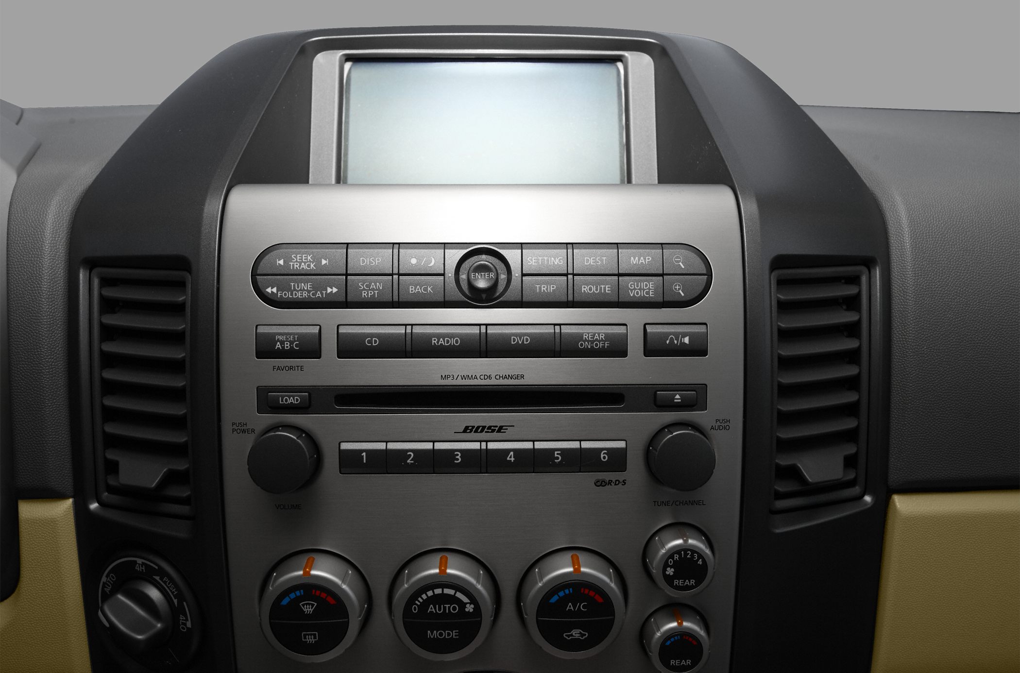 Car stereo and climate control panel with navigation display