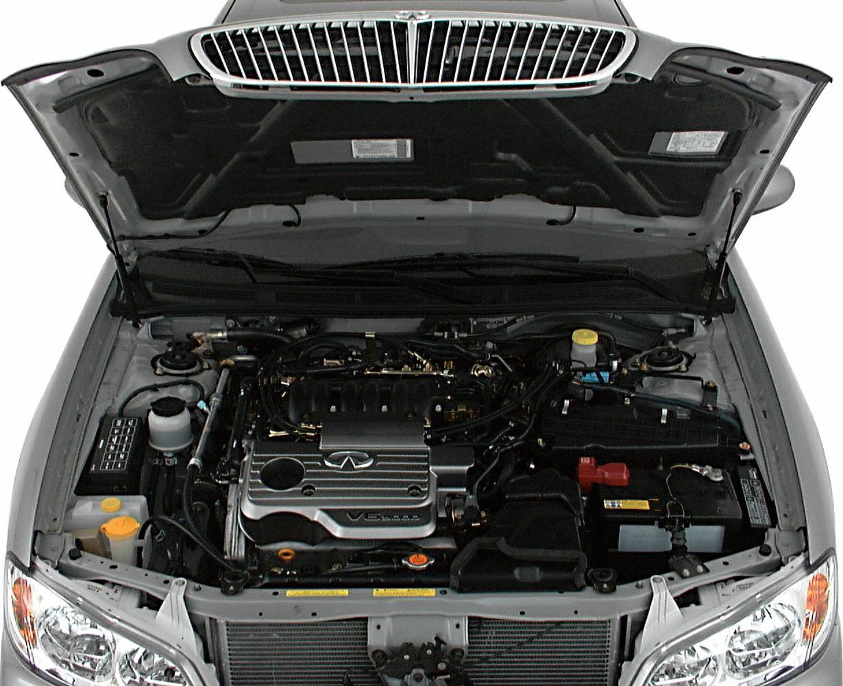 Front view of engine bay featuring V6 engine under open hood