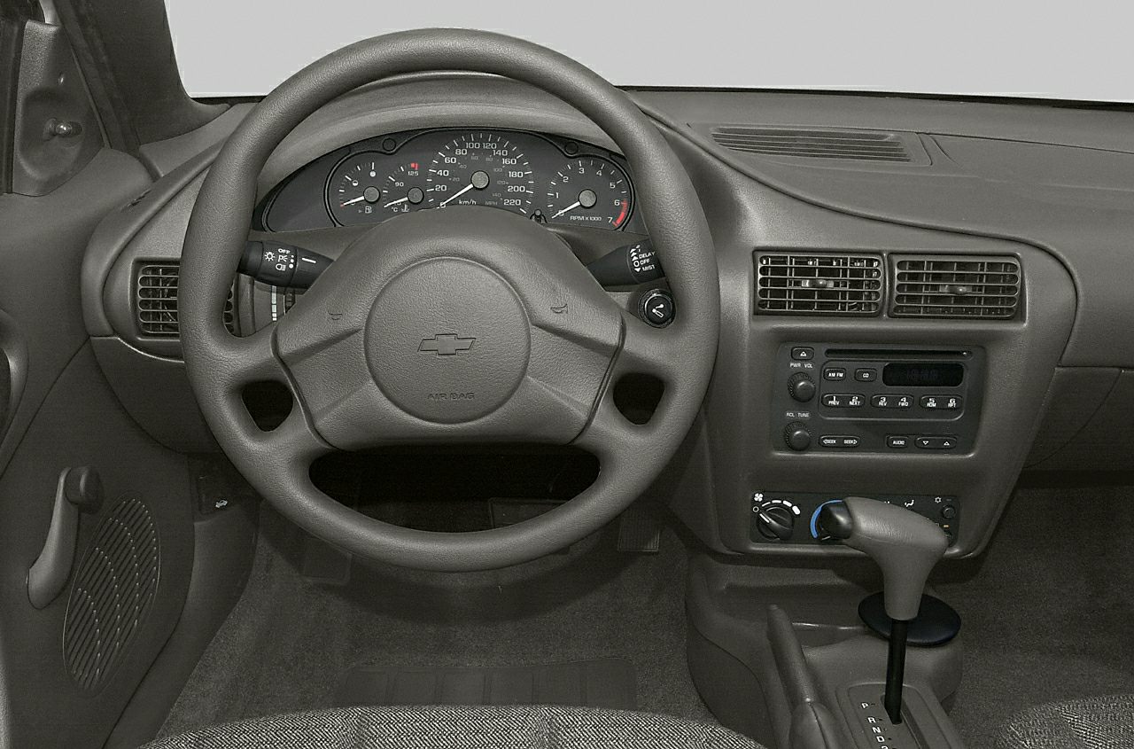 Dashboard with instrument cluster, steering wheel, manual window lever, and center control panel