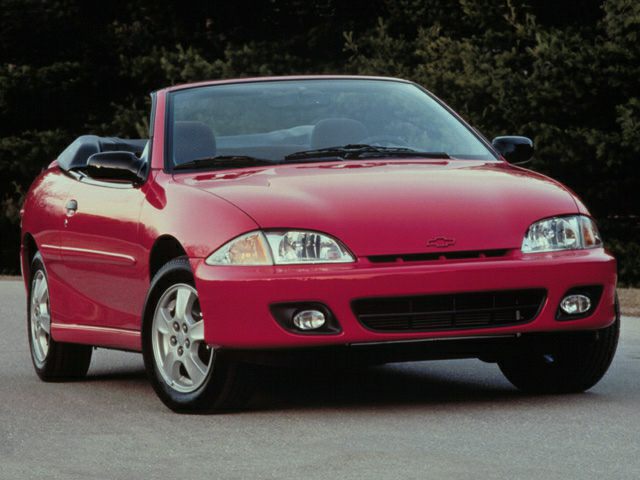 Red convertible front view with headlamps and alloy wheels