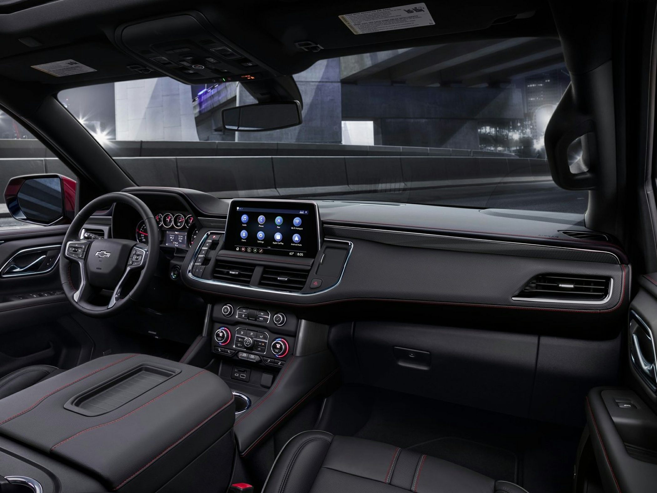 Modern vehicle interior with touchscreen and digital dashboard