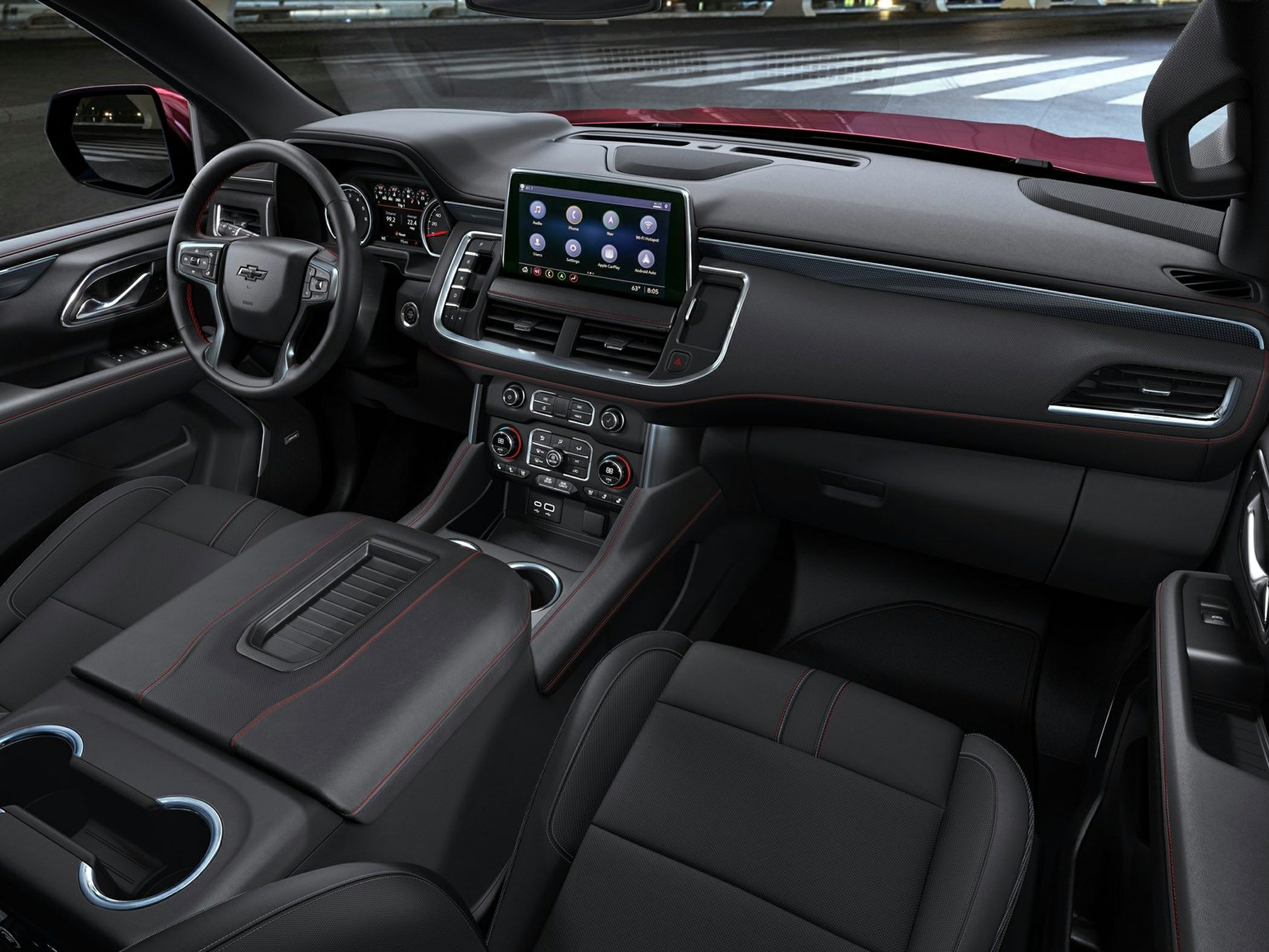 Modern SUV interior with touchscreen infotainment and premium seating
