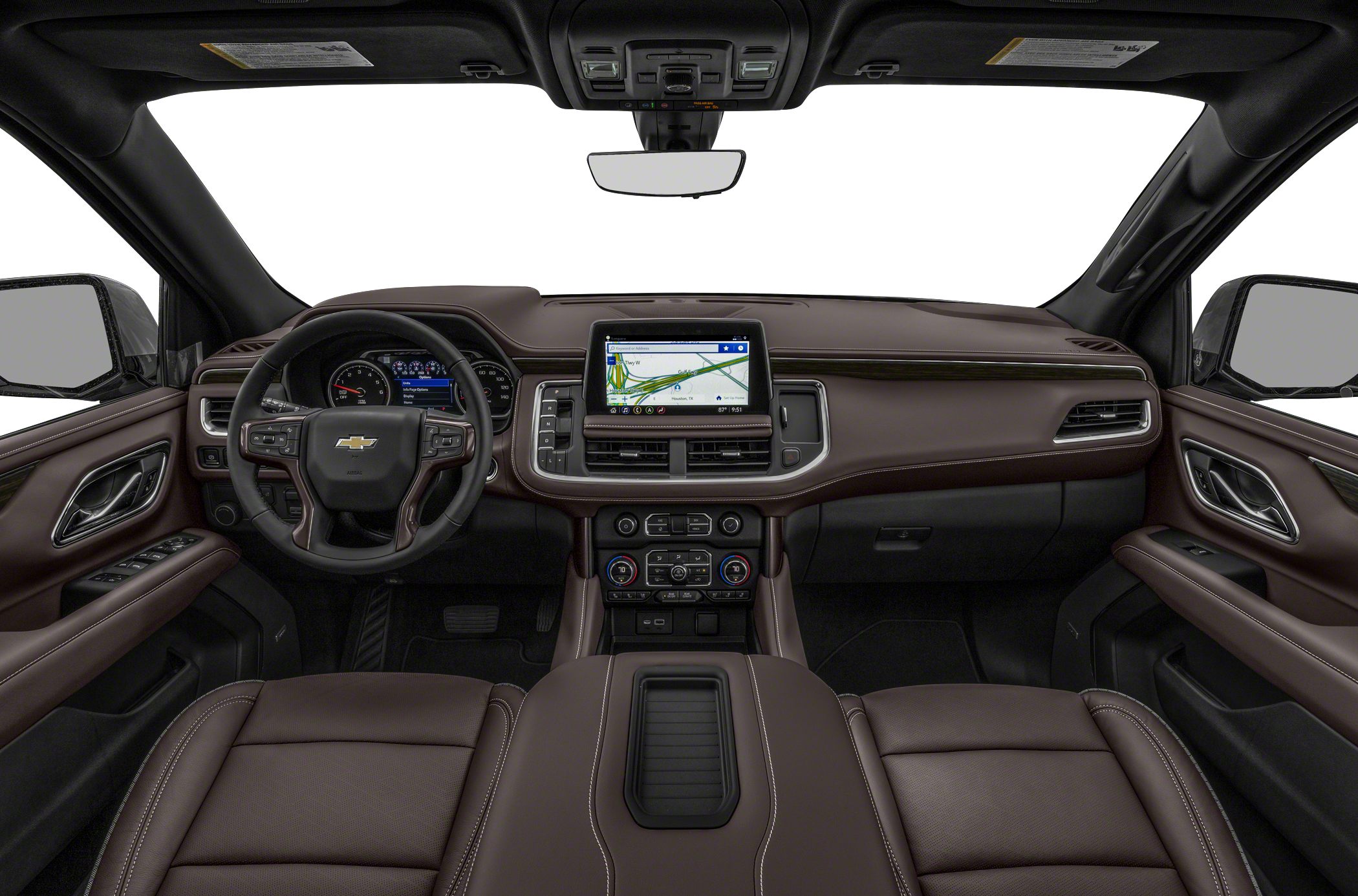 Advanced touchscreen navigation and luxury leather seating in SUV interior