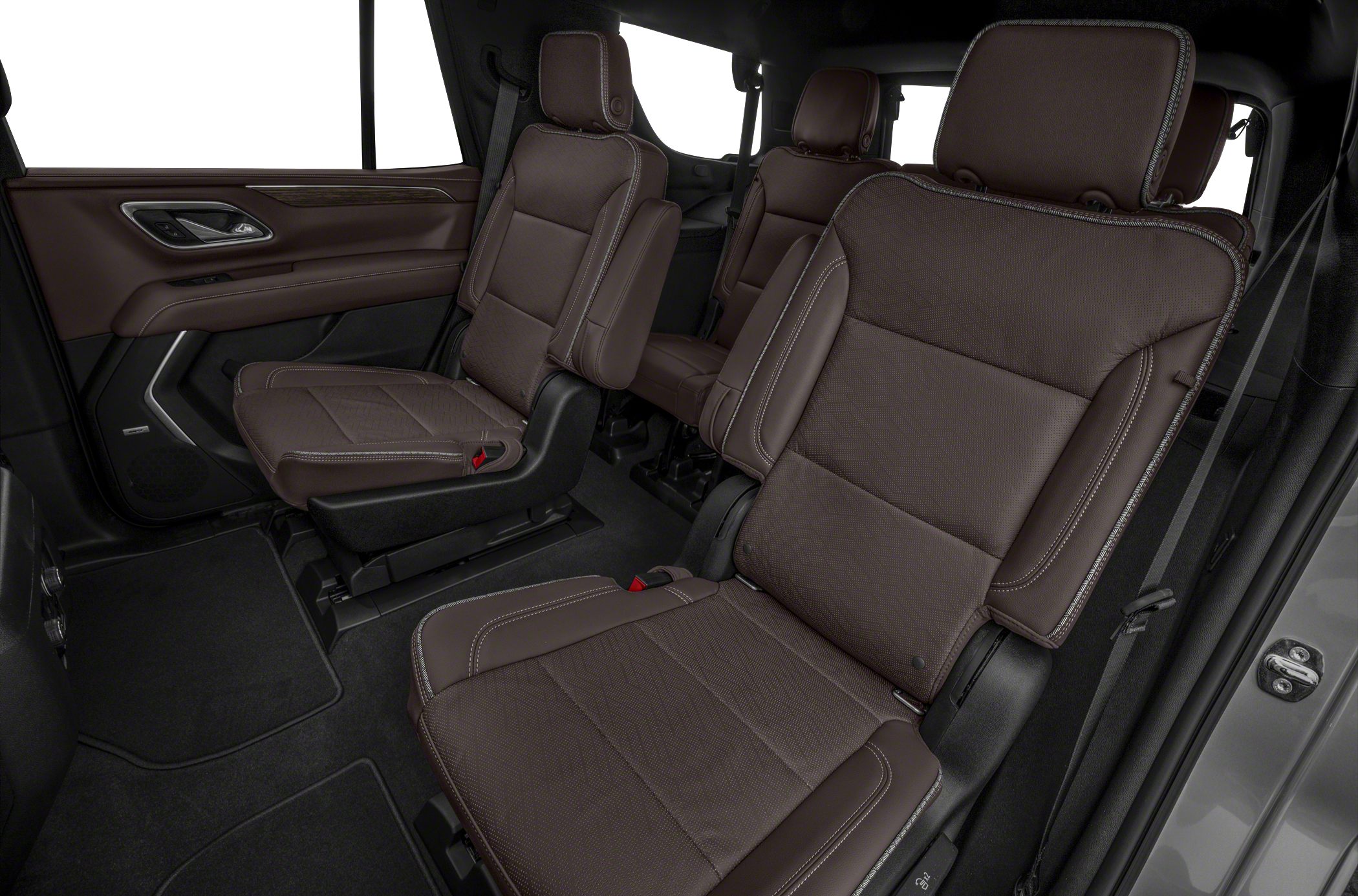 Brown leather captain seats in spacious SUV interior