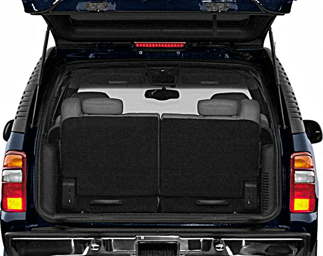 Rear cargo area with open hatch and visible rear seats.