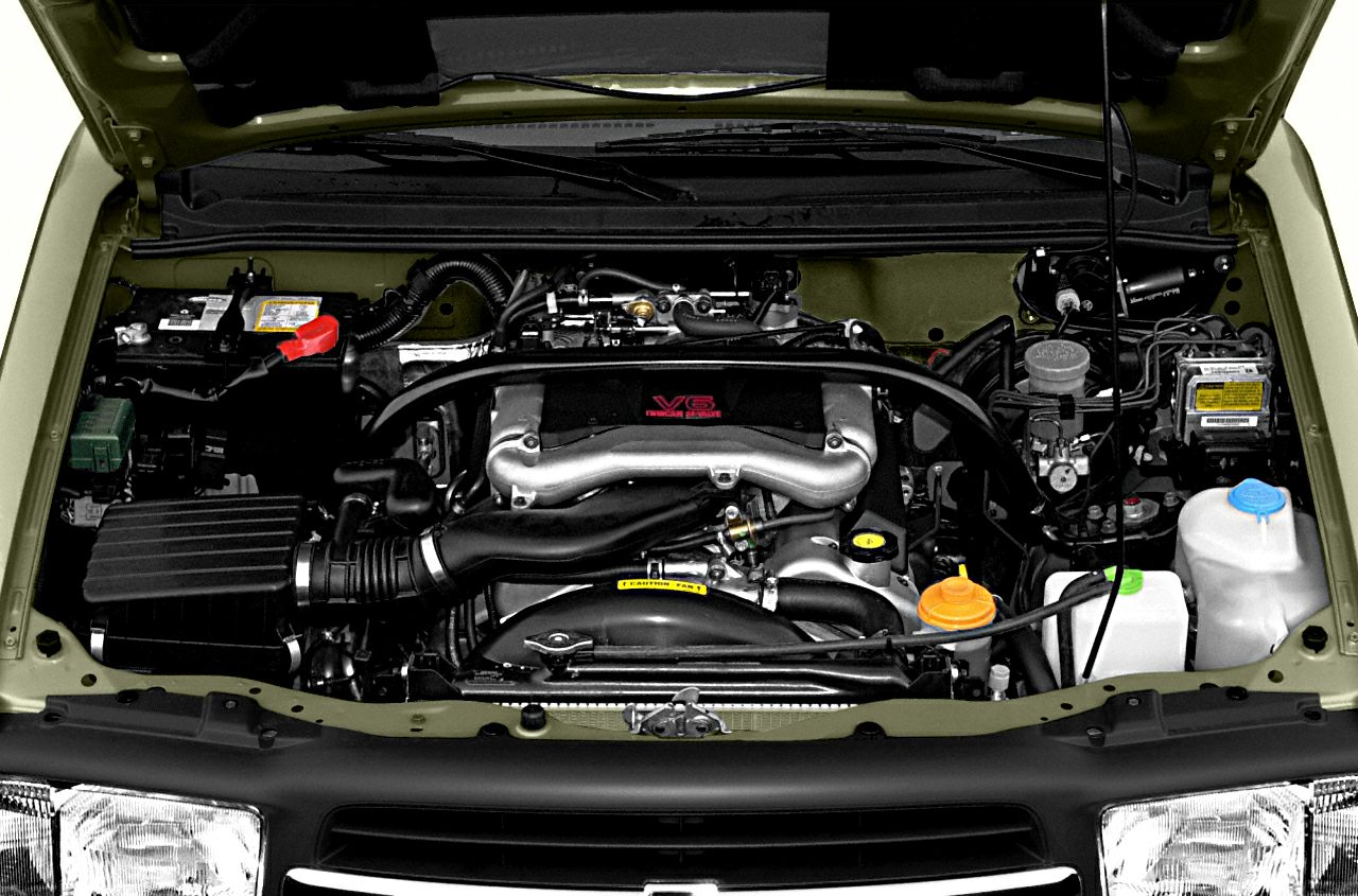 V6 engine bay with visible components and air intake system