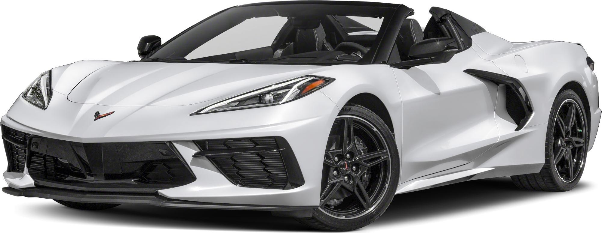 Convertible sports car front quarter with black wheels and sharp headlights